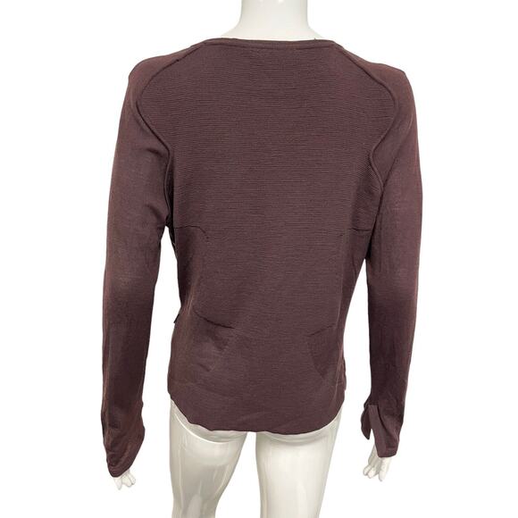 YVES SAINT LAURENT RIVE GAUCHE Burgundy Wool V-neck Long Sleeve Wrap Sweater M - Picture 2 of 4